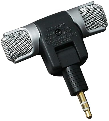 BESTonZON Microfono Stereo Mini Jack 3,5mm per Laptop e Notebook | Spina Mini Placcata Oro, Registrazione Audio Sinistro e Destro, Nero Acciaio e Rame