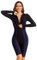 ECUPPER Womens One Piece Rash Guard Zip Up Swimsuit Long Sleeve Boyleg Athletic Surf Swimwear Short Wetsuit Built in Bra Black-4 XX-Large