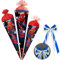 alles-meine.de GmbH Schultüte - Spyderman - 35-100 cm - Größe wählbar - Holzspitze wählbar - inkl. Name + LED LICHT - Schleife - Zuckertüte - Tüll - oder Filzabschluß - eckig /..