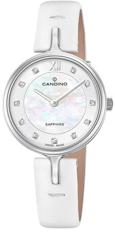 Candino Damenuhr Leder weiß Elegance Armbanduhr UC4648/3 Analoguhr
