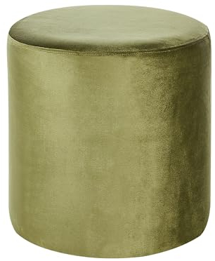 Pouf Repose-Pieds Moderne en Velours 47 cm Rond Salle à Manger Salon Chambre Vert Olive Lovett
