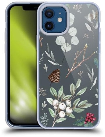 Head Case Designs Offizielle Anis Illustration Weihnachten Eukalyptus Blau Blumenmuster Gelhülle [Militärischer Schutzgrad] Kompatibel Mit Apple iPhone 12 / iPhone 12 Pro Und Kompatibel Mit MagSafe