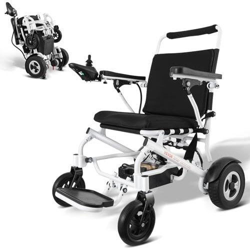 VEVOR Fauteuil roulant électrique pour adultes seniors, capacité de poids 136 kg, fauteuil roulant motorisé léger et pliable largeur 508 mm, chaise en alliage d'aluminium tout terrain longue portée