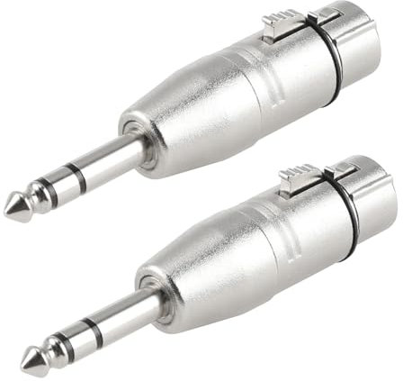 XLR to Jack TRS Adapter,2pcs 1/4 Inch TRS Male to XLR Female Stereo Connector,Balanced Quarter 6.35mm Audio Metal Adapters,3 Pin TRS Plug Gender Changer for Mixers,Speakers,Studio Monitors,Amplifiers