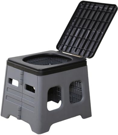 Mulcort Toilettes de Voyage pour Voiture, Toilettes d'urgence de Camping Portables et Pliables avec Couvercle, Charge jusqu'à 150 kg pour Voiture, Voyage, Camping, intérieur et extérieur(Gris)