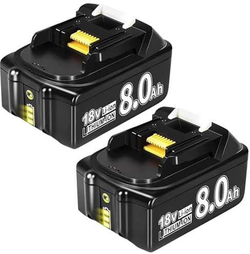 2 Stück 18V 8.0Ah Ersatzakku für Makita Akku 18V Ersatzakku BL1860B BL1840 BL1830 BL1815 BL1835 BL1850B BL1860B BL1845 BL1850 194205-3 LXT-400 (2-8000mAh)