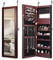 COSTWAY Armoire à Bijoux Murale avec Miroir 12 LED, Meuble de Rangement Verrouillable Pleine Longueur, Organisateur de Bijoux avec Étagères de Rangement, Style Scandinave (Marron)