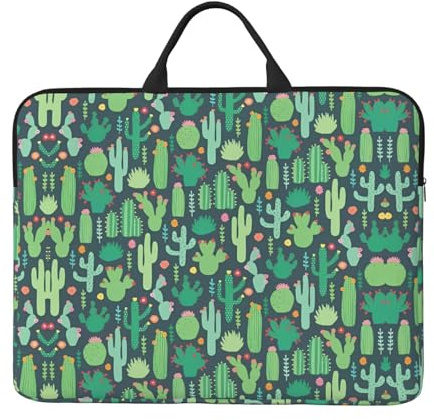 Laptoptasche mit niedlichem Kaktus, nahtlose Illustration, 35,6 cm (14 Zoll), für Geschäftsreisen, Büro, mit Schultertasche, Kuriertasche, Aktentasche