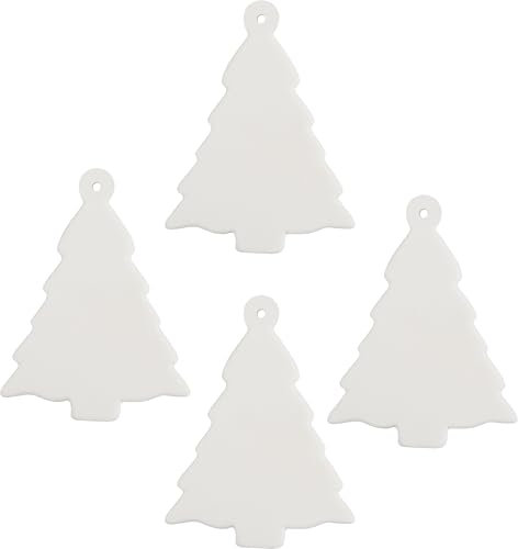 VBS Weihnachtsanhänger Porzellan 4 Stk. - Elegante Baumornamente - für festlichen Glanz - Weihnachtsbaum Bastelprojekte Tannenbaum