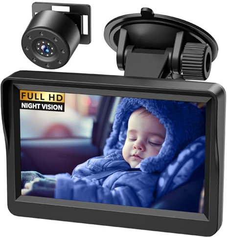 Cámara de coche para bebé, 4,3 pulgadas, visión nocturna por infrarrojos, espejo de coche para bebés con visión amplia de 178°, pantalla IPS, monitor de cara trasera para infantes, niños, niños y