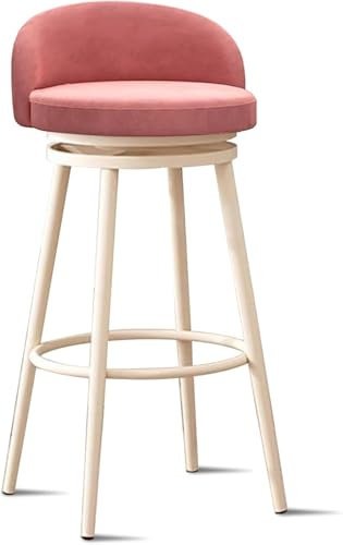 Moderner Barhocker mit Rückenlehne aus Samt, gepolstert, mit Rückenlehne, für Küche, Insel, Zuhause, Bar, Pub, 1 Stück, grau/rosa, 63,5 x 15,2 cm hoch, weißes Bein, 75 cm