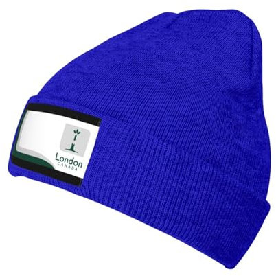 KWQDOZF Beanie-Mütze mit Flagge von London, Ontario, Kanada, Unisex, Strickmütze, Acryl, Manschettenmütze, Wintermütze, Schwarz