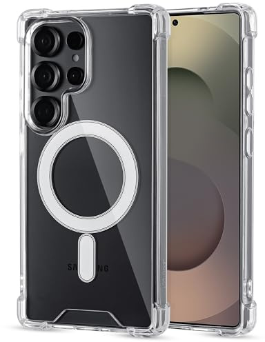 JProtect für Samsung Galaxy S25 Ultra Hülle für Magsafe (TOP Schutz & Magnetkraft) Magnetische Handyhülle Transparent für Samsung S25 Ultra - Hülle Magnet für MagSafe Zubehör Case Stoßfest