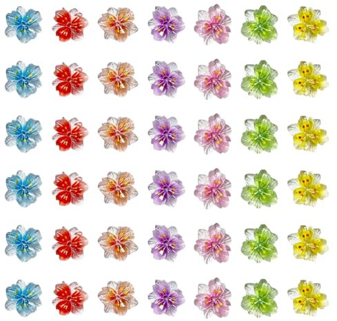 100 Pcs Translucent Flower Nail Art Charms 3D Flatback Nail Charms Luminous Mini Resin Flowers Cute Scrapbooking Charms Manicure Art Decorations Decorative Nails Supplies