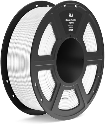 ELEGOO PLA Filament 1,75 mm Weiß 1 KG, Filament-3D-Druckmaterialien 3D Drucker Filament, Maßgenauigkeit +/- 0,02 mm, 1KG Kunststoffspule Passend für die Meisten 3D Printer