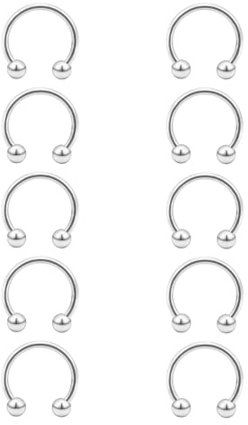 Besyvvin 6-10er Hufeisen Piercing Nase Lippe Septum Helix Ring 16G Circular Barbell 6/8/10/12/14mm Lippenpiercing Silber Gold Schwarz