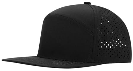 2025 - Cappello da baseball da uomo a tesa piatta, regolabile, con visiera perforata, stile hip hop, Nero , Taglia unica