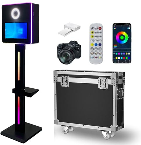 Fotoautomaten Set mit Mini Drucker, Kamera, Druckpapier, Fernbedienung, RGB Lichtstreifen, 8GB+256GB für Events, Partys, Verleih, Geburtstag, Hochzeit