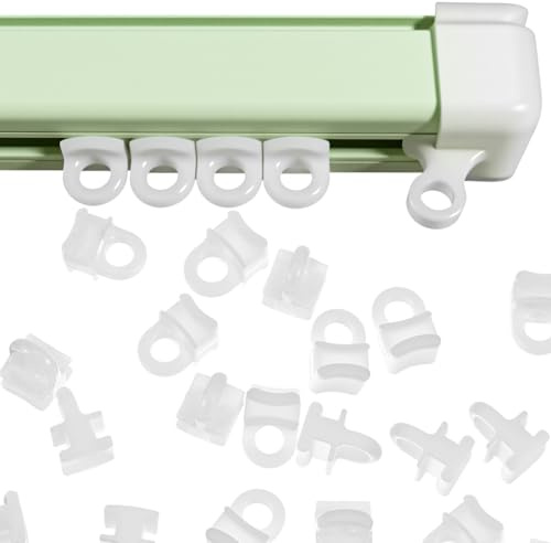 XLIUAX 60 ganci scorrevoli per tende, in plastica bianca, per finestre, porte, doccia, camper, 10 mm x 6 mm