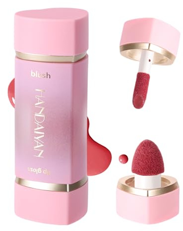 Liquid Blush for Cheeks, 2-IN-1 Lip Gloss Blusher With Double-Head Brush, Highly Pigmented Long-Lasting Blush Makeup and Lip Tint, Multi-use Moisturizing Creamy Blusher (Rose Red)