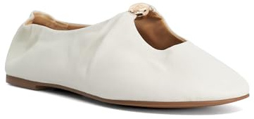 Dune London Ladies HAVELLA Ruched Leather Ballet Flats Size UK 5 Ballet Pumps White