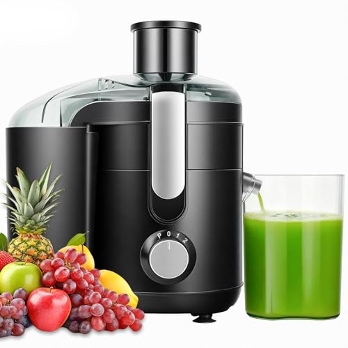 Juicer Machine, Electric Centrifugal Juicer with Titanium Enhanced Cut Disc, Dual Speeds with 2.5 Feed Chute, for Fruits and Veggies, Anti-Drip, Includes Cleaning Brush, BPA-Free
