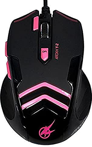 AROKH - Y-2 PK - Souris Gaming 7 boutons 3500 DPI - Noir/Rose
