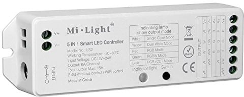 lighteu®, Miboxer Milight 5 in 1 intelligenter LED Streifen Controller, Fernbedienung und APP Steuerung unterstützen Alexa oder Google Home Sprachsteuerung, DC12V/24V, LS2