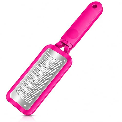 Foot Rasp Foot File and Callus Remover - Pedicure Tool for Dead Skin Removal, Feet Hard Skin Remover, Foot Scraper - Can Be Used on Both Dry and Wet Feet - Surgical Grade Stainless Steel File - Pink