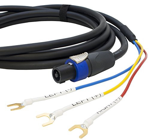 REL/MJ Acoustics 3 Wire Sub Speaker Cable. Neutrik Speakon to Spade end. Subwoofer (25cm)