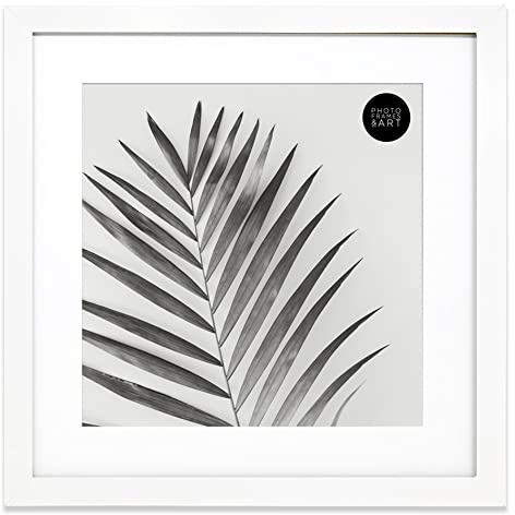 pf+a REAL GLASS White Square 12x12 For 10x10 Picture Frame Wall Display