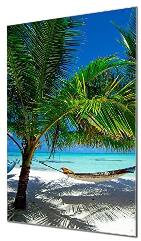 banjado Magnetpinnwand aus Glas 50x75 mit Strand und Meer für Notizen | Maritimes Memoboard für Termine und Erinnerungen, mit Motiv Strand vom Meer
