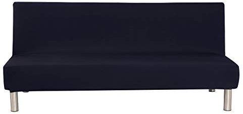 Aisaving Einfarbig Armlose Sofabettüberzug Polyester Spandex Stretch Futon Schutzhülle Protector 3-Sitzer elastisch vollklappbar Couch Sofa Shield für Klappcouch ohne Armlehnen (Schwarz)