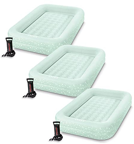 Intex Kidz Raised Frame Camping Travel Air Mattress Bed w/Hand Pump (3 Pack)
