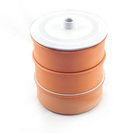 Hostelnovo Germinador de Semillas de cerámica Natural - 3 Niveles con amplío Almacenamiento para Las Semillas - Medidas 17 x 19 cm