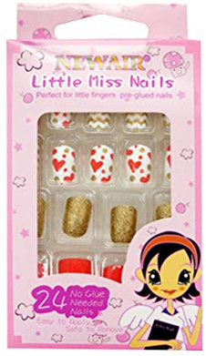 Minkissy 24Pcs Cute Artificial Nail Tips Full Cover Short Artificial Nail Tips Cartoon Nails Press Artificial Nail Fingernail Kit for Kids Little Girls