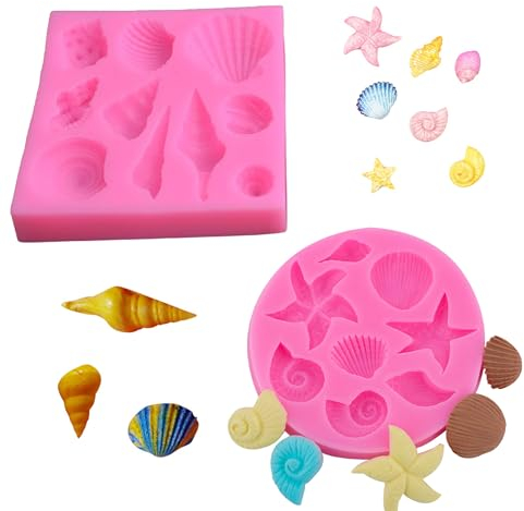Lezed 3D Silikon Backform Seashell und Conch Silikon Fondant Kuchen Formen Sea Shell Silikonformen Schokoladenform Fondant Mold Kuchen dekorieren für Schokolade, Gelee, Süßigkeiten Schimmel 2 Pack