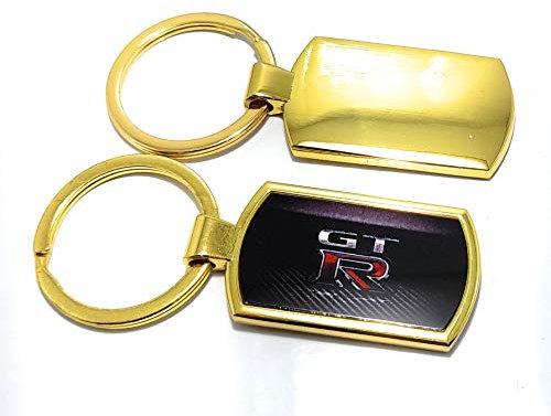 Customgra Porte-clés de voiture en plaqué or 9 carats pour Nissan GT-R avec boîte cadeau