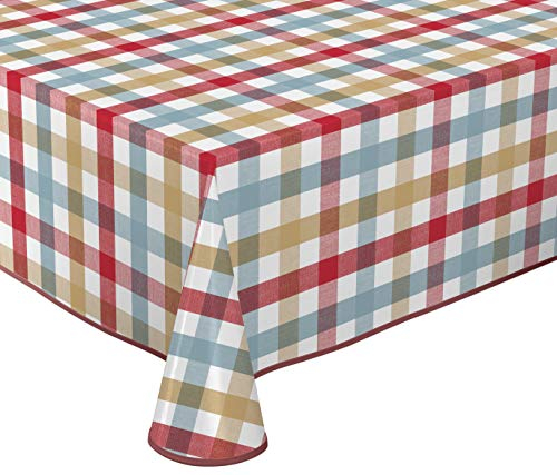 Wachstuch Tischdecke abwischbar rutschfest mit Paspelband Eckig Rund Oval, Motiv Farbe Größe wählbar (Karo Pastell-Rot, Eckig 110x140 cm)