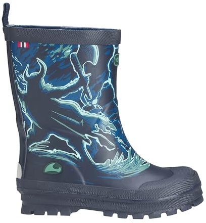 Viking Jolly Print, Stivali da Pioggia Unisex - Bambini e ragazzi, Blu Navy Bluegreen, 22 EU