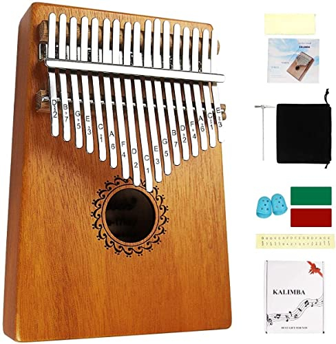 FLSEPAMB Kalimba Thumb Piano, Kalimba 17 keys with Learning Package, Finger Piano, Kalimb Instrument for Kids, Women and Men(Brown)