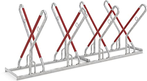 Anlehnparker 0518 XBF | beidseitig | Fahrradständer für 8 Fahrräder | zum Aufdübeln | Stahl verzinkt | Sicherer Radständer auch für Mountainbikes und E-Bikes | Fahrradparker Fahrrad Anlehnbügel