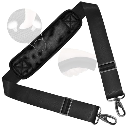 ZINZ Shoulder Strap 58 Universal Handbag Strap with Ultra-thick Fixed Padded and Dual Balanced Adjustable Buckles Shoulder Crossbody Strap for Briefcase Messenger Bag Laptop bag Luggage,Black