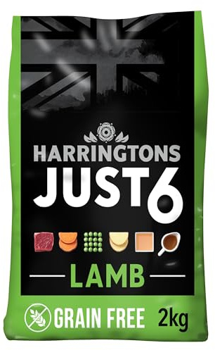 Harringtons Just 6 Complete Dry Adult Dog Food Lamb 2kg (Pack of 4) | With Added Fresh Baked Bites - Made with Over 50% Meat - Just 6 Simple Ingredients - Grain Free for Sensitive Tummies