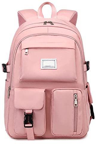 GALER Girls Backpacks School Bags, Large Capacity School Bags for Girls Secondary Middle High School, Multi-Pocket Backpack Rucksack Waterproof School Backpacks for Teenage Girls Children (Pink)