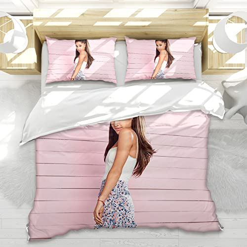HNSRYLQX Ariana Bettwäsche-Set, Sänger Ariana Cloud 3D-Digitaldruck Bettbezug 135x200cm Mit Kissenbezug, Mikrofaser, Mehrfarbig (1,135x200cm)