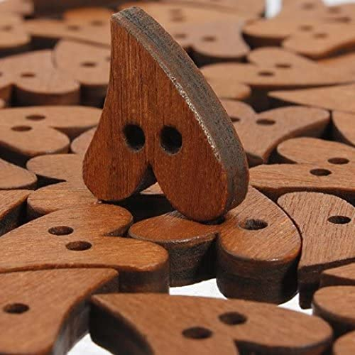Holzherzen – Holzherzknöpfe – 100 Stück/set Braunes Holz Holzknöpfe Zum Nähen in Herzform Zum Basteln, Scrapbooking, 20 Mm, Für Bekleidungszubehör 6ljl – Knöpfe in Herzform