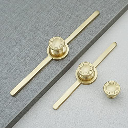 MFYS Brass Back Plate Dresser Knobs Gold Kitchen Cabinet Pulls Cupboard Knobs Pulls Handles (Small Backplate with knob)