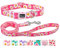 Olahibi Daisy Pattern Dog Collar and Leash Set,Durable Polyester Collar and 150CM Matching Lead for Small Dogs.(S, Pink Daisy)