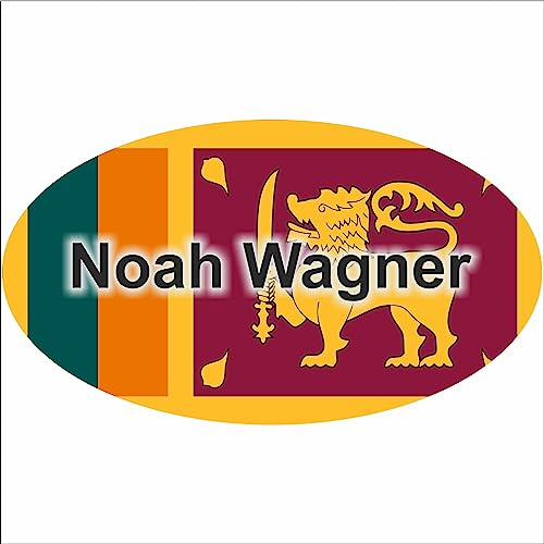 Kiwistar Klebeetiketten - Aufkleber - Fahne - Flagge - Sri Lanka - 10x6,6 cm - mit Wunschtext - Name - personalisiert - Namensaufkleber - Autoaufkleber - Racing